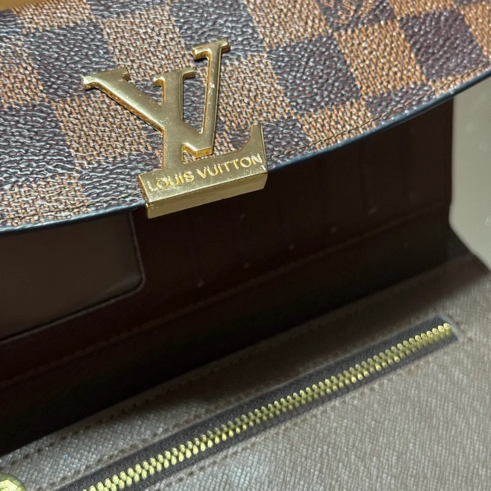 Louis Vuitton Brown Damier Ebène Long Wallet with Gold LV Hardware